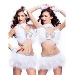 Rhinestones Waistband Feather Dance Costumes Fabulous Feather Boa Skirt With Matching Bras for sale