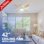 2- 1stshine 42 Inches Smart Remote LED Ceiling Fan with 4 Reversible Blades and Motor for sale