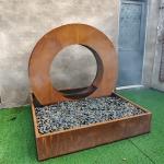 Led Light Corten Steel Water Feature For Garden