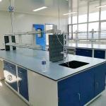 White Lab Island Bench With 4 Drawers And 2 Shelves For Experiments