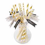 Durable Thick Metallic Paper Straws Resuable Christmas Paper Drinking Straws for sale