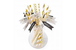 China Durable Thick Metallic Paper Straws Resuable Christmas Paper Drinking Straws supplier
