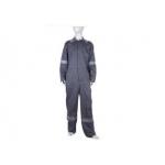 Grey Reflective Industrial Work Uniforms , Lapel Stain Resistant Coverall for sale