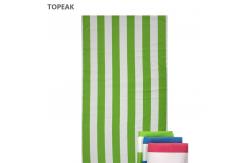 China Luxury Green And White Striped Beach Towel Large Microfiber 256g supplier