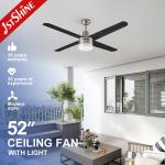 52 Brushed Nickel Iron Blades LED Ceiling Fan Light for Lighting and Circuitry Design for sale