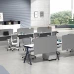 White L Shape Modular Open Space Desk 6 Person Office Workstation