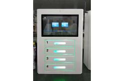 China 4 Electric Lockers Wall Mount Cell Phone Charging Station Kiosk With Advertising Screen supplier