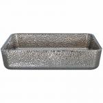 Silver Chromed Rectangular Above Counter Sink Shinning Shallow Vessel Bathroom Sink