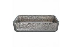 China Silver Chromed Rectangular Above Counter Sink Shinning Shallow Vessel Bathroom Sink supplier