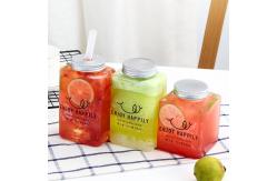 China ISO14001 500ml Square Plastic Beverage Bottles Bubble Tea And Soda supplier