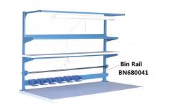China Blue Industrial Work Benches Storage Bin Rails For Increasing Efficiency supplier