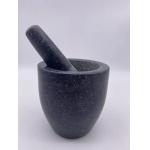 Round Solid Granite Stone Mortar And Pestle Rough Smooth Inside for sale