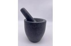 China Round Solid Granite Stone Mortar And Pestle Rough Smooth Inside supplier