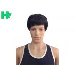 Double Knot Machine Made Wigs / Dark Brown Short Hair Wigs For Men for sale