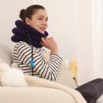 Detachable Inflatable Neck Traction , Flocking Fabric Inflatable Cervical Collar for sale