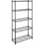 Black Commercial Wire Shelving Unit Height Adjustable With Wheels For Food for sale