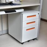 Office Three Drawers Lockable Metal Filing Cabinet With 4 Casters