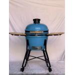 Charcoal 22 Inchs Ceramic Kamado Grills Blue Smooth Surface BBQ Bamboo Handlle for sale