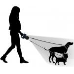 Double Extendable Dog Lead With Reflective Leads For Safety Black & Gray
