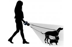 China Double Extendable Dog Lead With Reflective Leads For Safety Black & Gray supplier
