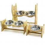 23.8cm BV Adjustable Raised Dog Bowls Bamboo Stand Sloped for sale
