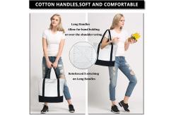 China White Eco Canvas Bags With Clear LGO Beautiful Pictures Simple Style supplier