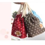 Promotional  lint Polka Dot Mini  Handbag Drawstring Bag folding   pouch  pocket  custom size and color  for  Shopping Gift for sale