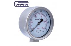 China Customizable Stainless Steel Bourton Tube Gauge Filled with Liquid Pressure Bottom Mount supplier