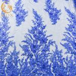 Blue Wedding Lace Fabrics MDX Elegant Flower Pattern 135cm Width for sale