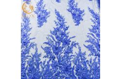 China Blue Wedding Lace Fabrics MDX Elegant Flower Pattern 135cm Width supplier