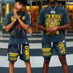 Streetwear Summer 100 Cotton Tracksuit Shorts Set Mens  Screen Printing Heavyweight for sale