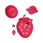 China Customized Strawberry Shape Silicone Sippy Cup Baby Feeding Set for sale