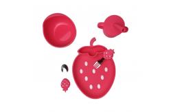 China Customized Strawberry Shape Silicone Sippy Cup Baby Feeding Set supplier