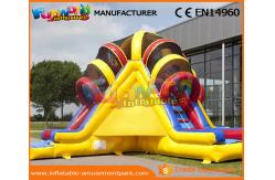 China Funny Commercial Inflatable Slide For Kids , Three Lane Inflatable Dry Slide supplier