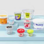 Round 750ml PP Plastic Food Grade Customized IML Container for Beverages Chocolate Spread and Sauces for sale
