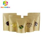 Custom Printed Paper Bags With  Brown Kraft Bag for Coffee/Tea With Window Stand Up Packaging Pouch for sale