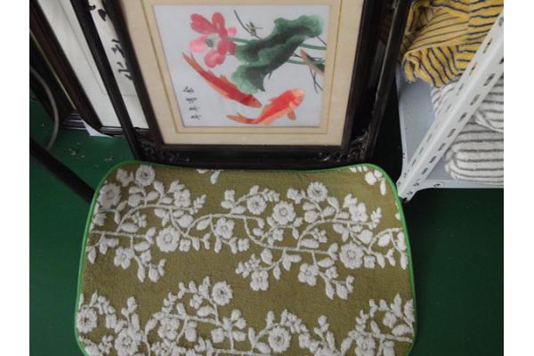 Green Flower Printed Microfiber Mat , 40 * 50cm Indoor microfiber bath mat