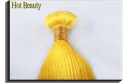 China Customized Yellow Silk Straight 100% Human Hair Extensions Long Lasting Cuticle Aligned supplier