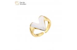 China Glossy Enamel 18K Gold Plated V Letter Ring Adjustable Open Resizable supplier