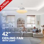 Modern Style 1stshine Retractable Ceiling Fan with 3 Clear PC Blades and Silent Motor for sale