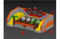 China Danger Volcano Challenge Outdoor Inflatable Games With Palm Trees supplier
