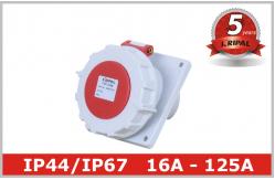 China IP44 IP67 Panel Mounted Industrial Socket 16A 32A 63A 125A Power supplier