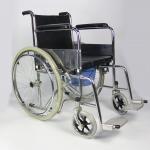 Commode Folding Steel Wheelchair With Solid Castor And Rear Wheel for sale