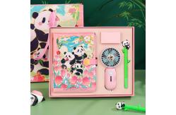 China Kawaii Panda Notebook Gift Box Journal Set With Notebook Pen Handheld Fan Thermos supplier