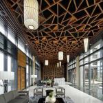 OEM Suspend Metal Ceiling Design Polyester Powder Coating With LED Light