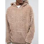 Oversize Xxxxl Plain Thick Heavyweight Sherpa Lined Hoodie Soft Touch Brown
