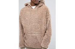 China Oversize Xxxxl Plain Thick Heavyweight Sherpa Lined Hoodie Soft Touch Brown supplier