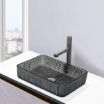 European Style Rectangular Shaped Glass Wash Basin Transparent Black Sink for sale