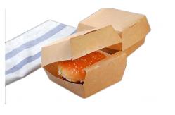 China Biodegradable kraft paper customized disposable burger box and fast food packaging box supplier