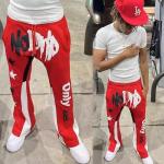 OEM  French Terry Men Streetwear Flared Joggers  Fleece Cotton Track Flared Sweatpants Custom Print 3d Casual Puff  Logo Man for sale